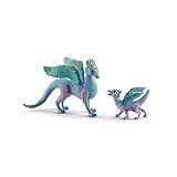 Schleich Bayala Dragon Toys and Figurines - Flying Flower Mother and Small Baby Dragon, Action Figure Kid Toys and Dolls, Girls and Boys Ages 5 and Above