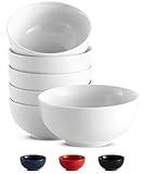 KooK Soup Bowl, Cereal Bowl, Bowl Set, White Ceramic Bowls, Set of 6, Microwave, Dishwasher and Freezer Safe, Chip Resistant, for Pasta, Salad, Oatmeal, Deep Interior, 24 Oz (White, 6 Inch)