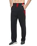 E-SURPA Men's Athletic Pant with Pockets Open Bottom Sweatpants for Men Workout, Exercise, Running (0701-Black S)