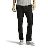 Lee Men's Extreme Motion Flat Front Slim Straight Pant Black 38W x 32L