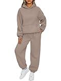 AUTOMET Sweatsuits Women 2 Piece Outfit Lounge Two Piece Sets Fall Fashion 2025 Tracksuits Oversized Sweatshirt and Sweatpants Casual Teen Girls Clothing CoffeeGrey S