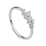 Simple 18k Gold plated Rings for TeenGirls White Studded Eternity Wedding Ring 925 Sterling Silver Plated Engagement Stackable Rings Women Fashion Jewelry Gift for her