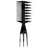 Hair Pick Fish Tail Bone Shape 3 In 1 Professional Hair Comb for Creating Styles - Perfect for Slicked-Back, Undercut, Mohawk, Faux Hawk, Quiff, Mop-Top, Spiky Hair (Black)