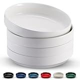 KooK Pasta Bowl, Bowl Plate, Low Bowl, Plate Bowls, Ceramic Large Shallow Bowls, Microwave and Dishwasher Safe, Great for Soups and Salads, Glossy Porcelain, 47 oz, Set of 4, White