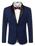 COOFANDY Men's Tuxedo Jacket Wedding Blazer One Button Dress Suit for Dinner Prom Party Dark Blue