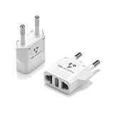 United States to Indonesia/Bali Travel Power Adapter to Connect North American Electrical Plugs to Indonesian Outlets for Cell Phones, Tablets, eReaders, and More (2-Pack, White)