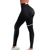 Curvphilo Women's Compression Leggings Yoga Pants Butt Lifting Seamless High Waist Tummy Control Stretchy Shapewear Pants (M/L, Black)