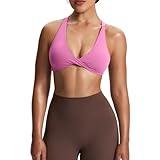 Aoxjox Women's Workout Sports Bras Fitness Satara Low Impact Bra Yoga Crop Tank (Spring Crocus, X-Large)