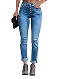 KUNMI Women's Ripped Skinny Jeans Distressed Stretchy Denim Pants