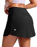 SANTINY Skorts for Women with Pockets High Waisted Golf Skirts with Shorts A Line Athletic Tennis Skirt for Casual Pickleball (Black_M)
