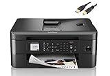 Brother MFC-J10 Series 3-in-1 Printer, Wireless Color Inkjet Printer, Printer, Copy, Scan, Fax - 9.5 ppm, 150 Sheets, 1.8" Color LCD, with Mobile Device and Duplex Printing, with MTC Printer Cable