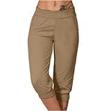 Same Day Delivery Item Women's Sweatpants Yoga Lounge Loose Casual Pants Bottom Sweat Pants for Women with Pockets Sports Clothes Plus Size Capris for Women Khaki 2X