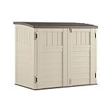 Suncast 34 Cu Ft Capacity Horizontal Outdoor Storage Shed for Garbage Cans, Garden Accessories, Backyard, and Patio Use, Vanilla