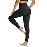 YOLIX Workout Leggings for Women - High Waisted Yoga Pants Tummy Control Compression for Running Black