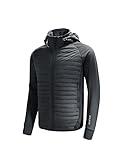 BALEAF Men's Running Jacket Lightweight Thumble Hole Warm Up Puffer Jacket Hybrid Thermal Coat Insulated Hiking Golf Dark Grey XL