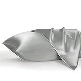 Bedsure Satin Pillowcase, Similar to Silk Pillow Cases Queen Size Set of 2, Cooling Pillow Case for Hot Sleepers with Envelope Closure, Gifts for Women Men, Silver Grey, 20x30 Inches, 2pcs