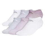 adidas Women's Athletic 6-Pack Show Socks for Secure Fit, Cushioned Comfort, Low Profile, Preloved Fig Purple/Clear Onix Grey/White, M