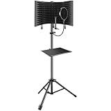 Professional Studio Recording Microphone Isolation Shield, Pop Filter,High density absorbent foam is used to filter vocal. Suitable for Blue Yeti and other condenser microphones (AO-504 With Stand)