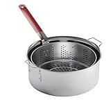 Gas One Aluminum Cooking Pot Deep Fryer with Basket – 10QT Aluminum Fry Pot with Easy Grip Handle – Durable Food Grade Outdoor Fryer with Perforated Strainer Basket – Ideal for Seafood, Chicken