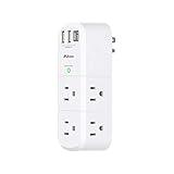 Outlet Extender with Rotating Plug, Mifaso Surge Protector 6 AC Multi Plug Wall Outlets and 3 USB Ports, 1800 Joules, 3-Sided Swivel Power Strip Spaced Splitter for Home, Travel, Dorm Room Essentials