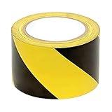 Black & Yellow Hazard Safety Floor Tape, 3 inch x 54 feet - Ideal for Walls, Floors, Pipes and Equipment.