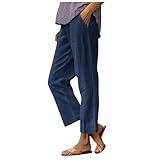 Capri Pants for Women Casual Straight Leg Lounge Trousers Elastic High Waist Lightweight Comfy Soft Palazzo Pants
