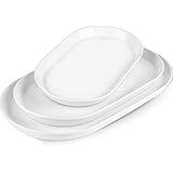 Taeochiy Large Serving Platter - 16"/14"/12" Oval Serving Tray, Ceramic Turkey Platters for Entertaining, Christmas Party, Set of 3, White