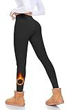 FULLSOFT Fleece Lined Leggings Women Tummy Control High Waisted Workout Winter Warm Soft Yoga Pants(Black,Small-Medium)