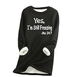 Ceboyel Womens Fleece Sweatshirts 2023 Sherpa Lined Pullover Shirts Funny Cute Sweater Tops Warm Winter Loungewear Clothes Teacher Sweatshirt Black 5X