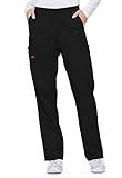 Dickies Women's EDS Signature Scrubs Missy Fit Pull-On Cargo Pant, Black, Small