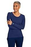 Healing Hands Women's Underscrub Soft Knit Melissa Longsleeve Scrub Tee with Breathable & Easy Care Fabric 5047, XL, Navy