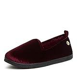 Dearfoams Women's Rachel Shiny Velour Closed Back Slipper, Burgundy, X-Large