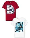 The Children's Place boys The Children's Place Short Sleeve Graphic T- 2-pack T Shirt, Football 2, Large US
