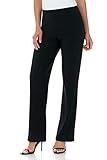 Rekucci Travel in Style Women's Soft Knit Classic Straight Leg Pant (Medium, Black)