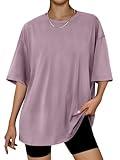 Trendy Queen Womens Fashion Workout T Shirts Athletic Plus Size Tops Summer Trendy Clothes 2024 Short Sleeve Spring Tee DarkPink L