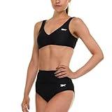 Reebok Bralette Bikini Sets for Women, High Waisted Bikini Bottoms, Womens Swimsuits Athletic Sporty Bathing Suit Black