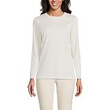 Lands' End Women Relaxed Supima Long Sleeve Crew Fresh Ivory Petite Large