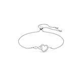 Swarovski Hyperbola Bracelet with Clear Crystals, Infinity Symbol and Heart Intertwined on a Rhodium Finished Adjustable Chain