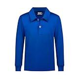 QBK Boys' Performance Polo Kids Collared Golf Shirts Long Sleeve School Uniform for 4T-16Y(Royal Blue M)