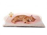FunFurry Self Warming Cat Bed, Heating Cat Pad, Extra Soft Flannel Surface, Removable ＆ Washable, Thick Thermal Mat with Non-Slip Bottom (Ivory, 24" X 18")