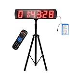 GAN XIN Large LED Display Digital Race Timer with Battery,Function-Countdown/Up/Time Clock, Remote Control, Tripod Stand and Adjustable Brightness for Sports Events, Races, Meetings, Presentations
