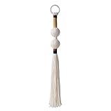 IOWER Macrame Wall Hanging Boho Decor Yarn Wall Art Small Sphericity Cotton Textile Tassel Hanging Fiber Art For Living Room Bedroom 27'' L x 2.3'' W