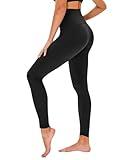 High Waisted Leggings for Women - No See Through Tummy Novelty Workout Yoga Pants with Pockets Reg & Plus Black