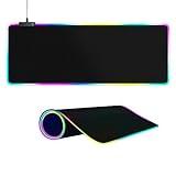 Large RGB Gaming Mouse Pad -15 Light Modes Touch Control Extended Soft Computer Keyboard Mat Non-Slip Rubber Base for Gamer Esports Pros 31.5X11.8 in