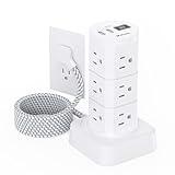 Surge Protector Power Strip Tower, 10FT Extension Cord with Multiple Outlets(12 AC Outlets), Surge Protector with USB Ports, Charging Station for Multiple Devices, Office Supplies, Dorm Essentials