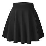 Urban CoCo Women's Basic Versatile Stretchy Flared Casual Mini Skater Skirt (2XL, Black)