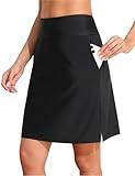 Pinup Fashion Swim Skirt High Waisted Black Women Tummy Control Bathing Suit Bottoms Tankini Skirt with Pockets S