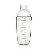 FEOOWV Plastic Cocktail Shaker, Hand Drink Mixer Boba Tea Shaker Cup with Scales,Bar Tool Transparent (24 oz / 700cc)