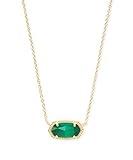 Kendra Scott Elisa Short Pendant Necklace for Women, Dainty Fashion Jewelry, 14k Gold-Plated Brass, Emerald Cat's Eye