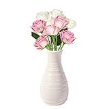 Unbreakable Vase for Flowers, Ceramic Look Plastic Vase for Home Decor, Living Room, Table (Seashell White)